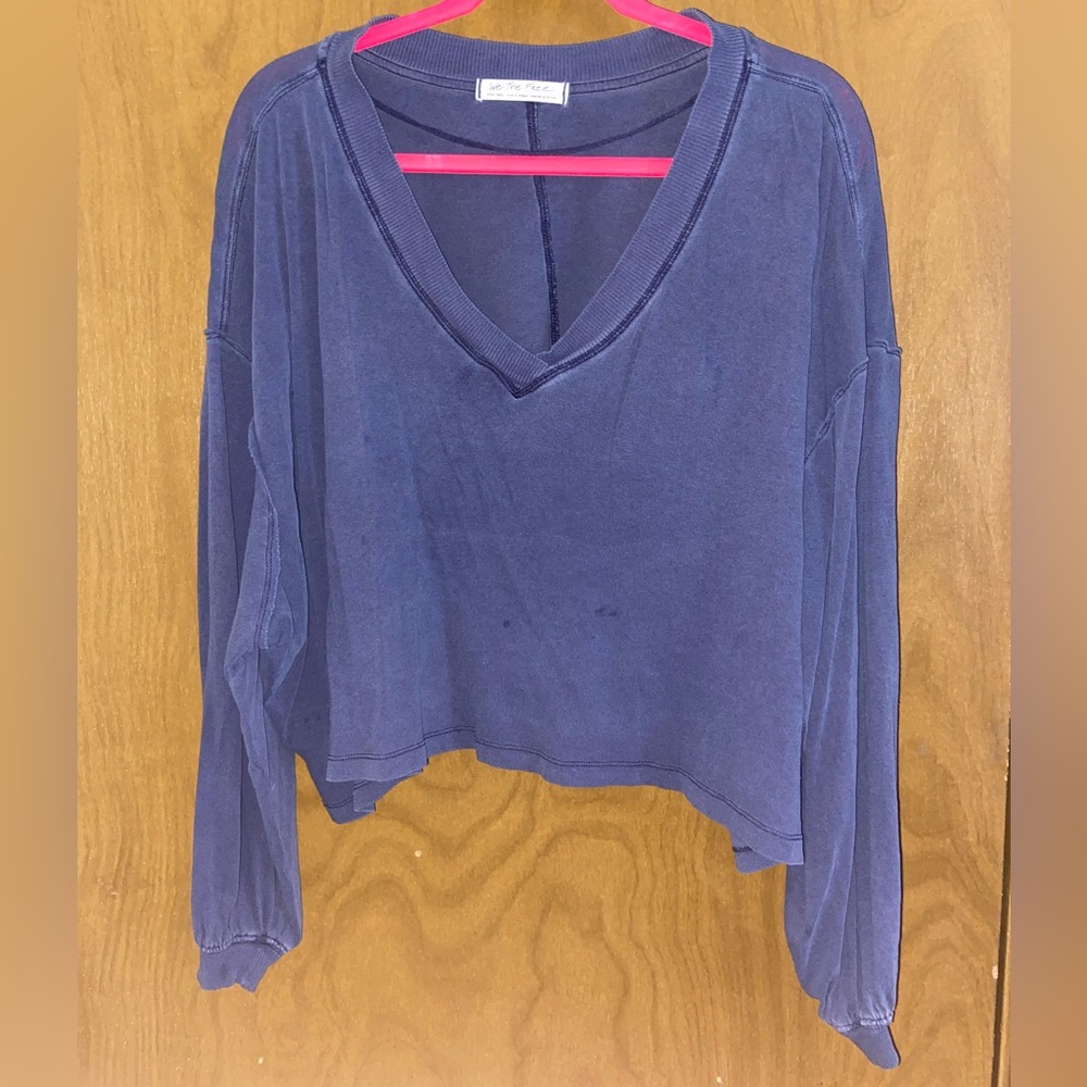 XS Navy Free People Cropped Long-sleeve